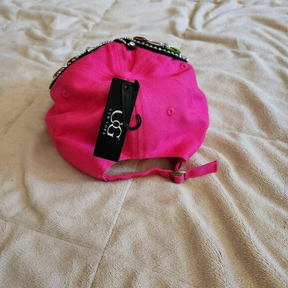 Y2K Pink Butterfly Hat rhinestone gem baseball cap 100% cotton NWT bratz bling - Picture 6 of 8